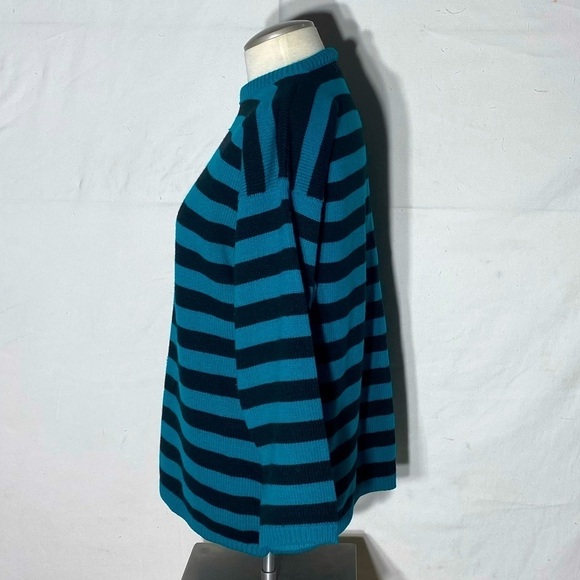 Vintage Graffiti Oversized Green Black Striped Crew Neck Knit Sweater S - Picture 3 of 13
